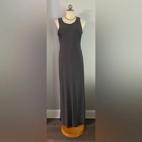 Market & Spruce | Dresses | Market Spruce Stripe Maxi Dress White Black  Stretchy Sleeveless Sz Large 2 | Poshmark